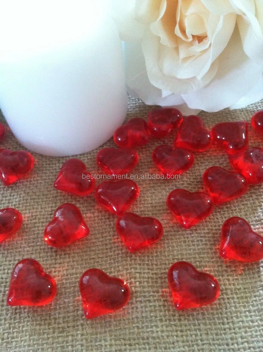 23mm Red Acrylic Heart Shaped Table Confetti/scatters/vase Fillers