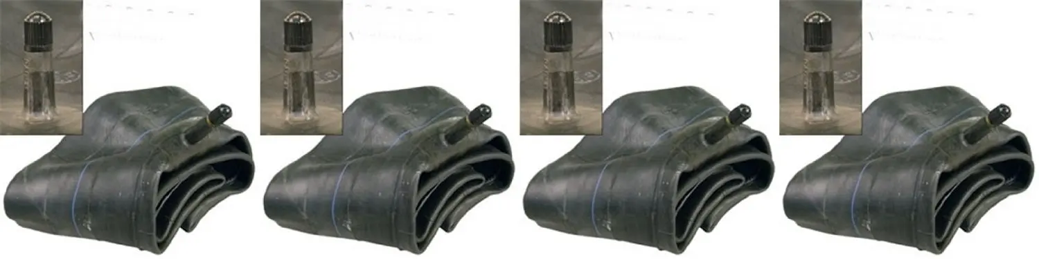 SET OF FOUR (4) Air Loc Brand Tire Inner Tubes with TR13 Rubber Valve Stem (2 of 8") & (2 of 12") inch Combination Sizes 2 ea. 16x6.50/7.50-8 2ea 23x8.50/9.50/10.50-12