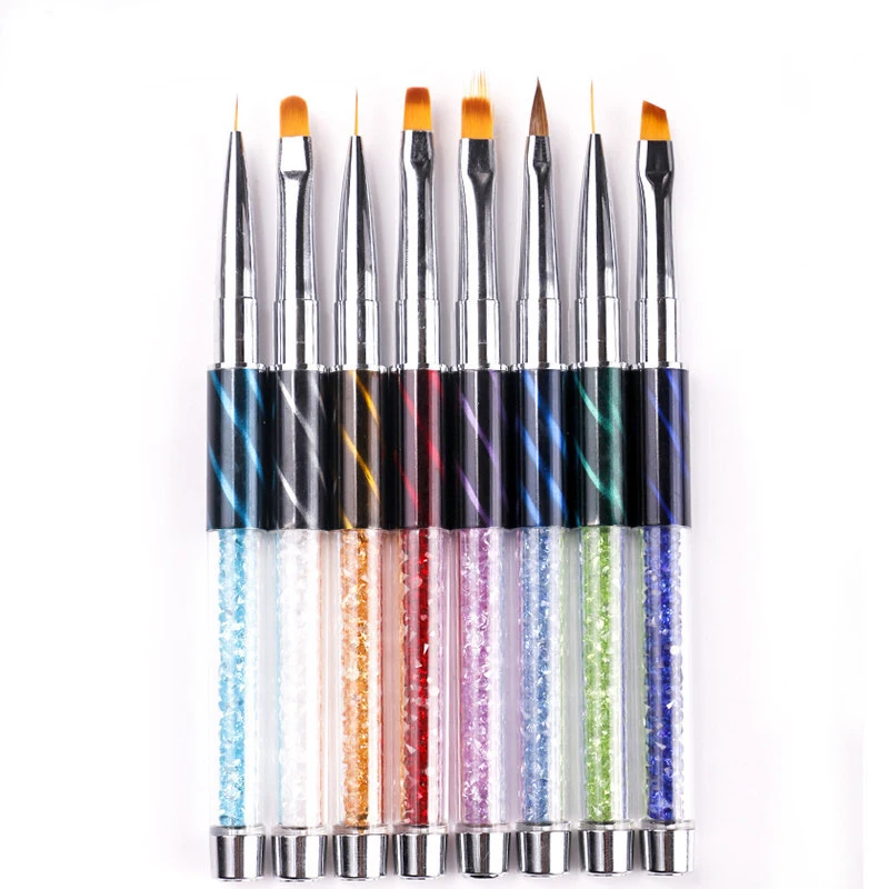 Top Sale New Design Nylon Hair Nail Gel Brush Acrylic Handle Handle Glitter Gel Nail Brush