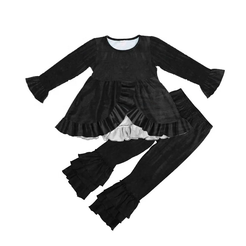 

2021 Wholesale Hot Sale Baby Girl Set Long Sleeve dress Tops ruffle Pants Kids Clothing Sets, Picture