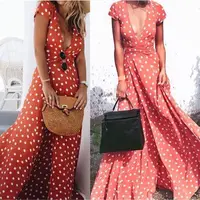 

Polka Dots Long Holiday Vintage Dress Women Sexy dress Top Selling Dress