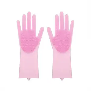 Image of Heat Resistant Magic Silicone Dish Scrubber Rubber Gloves