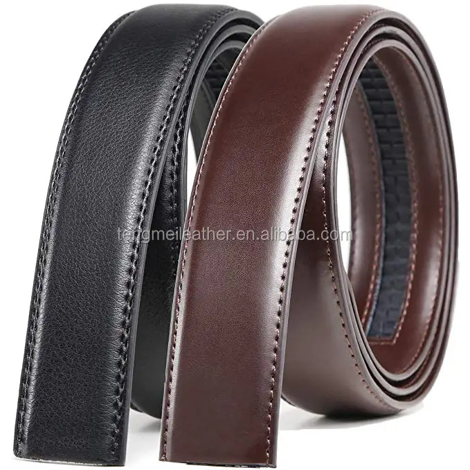 100 Full Grain Leather Ratchet Belt Without Buckle Men's Long Genuine