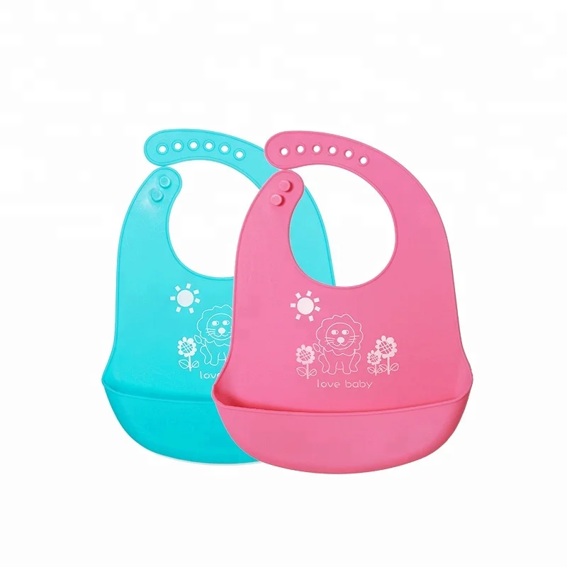 

Popfish 2pcs Per Set Waterproof Non-toxic Cute 100% Food Grade Soft Silicone Bib, Same as picture