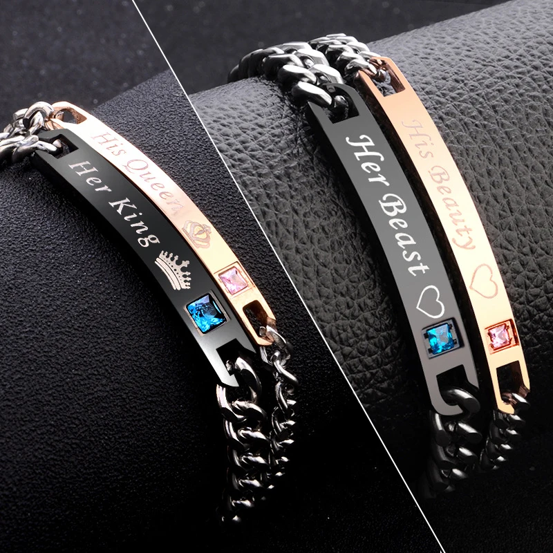 

His Queen Her King Couple Bracelet Unique Gift for Lovers