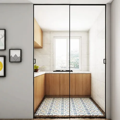 日式狭窄框架厨房推拉门与时尚设计