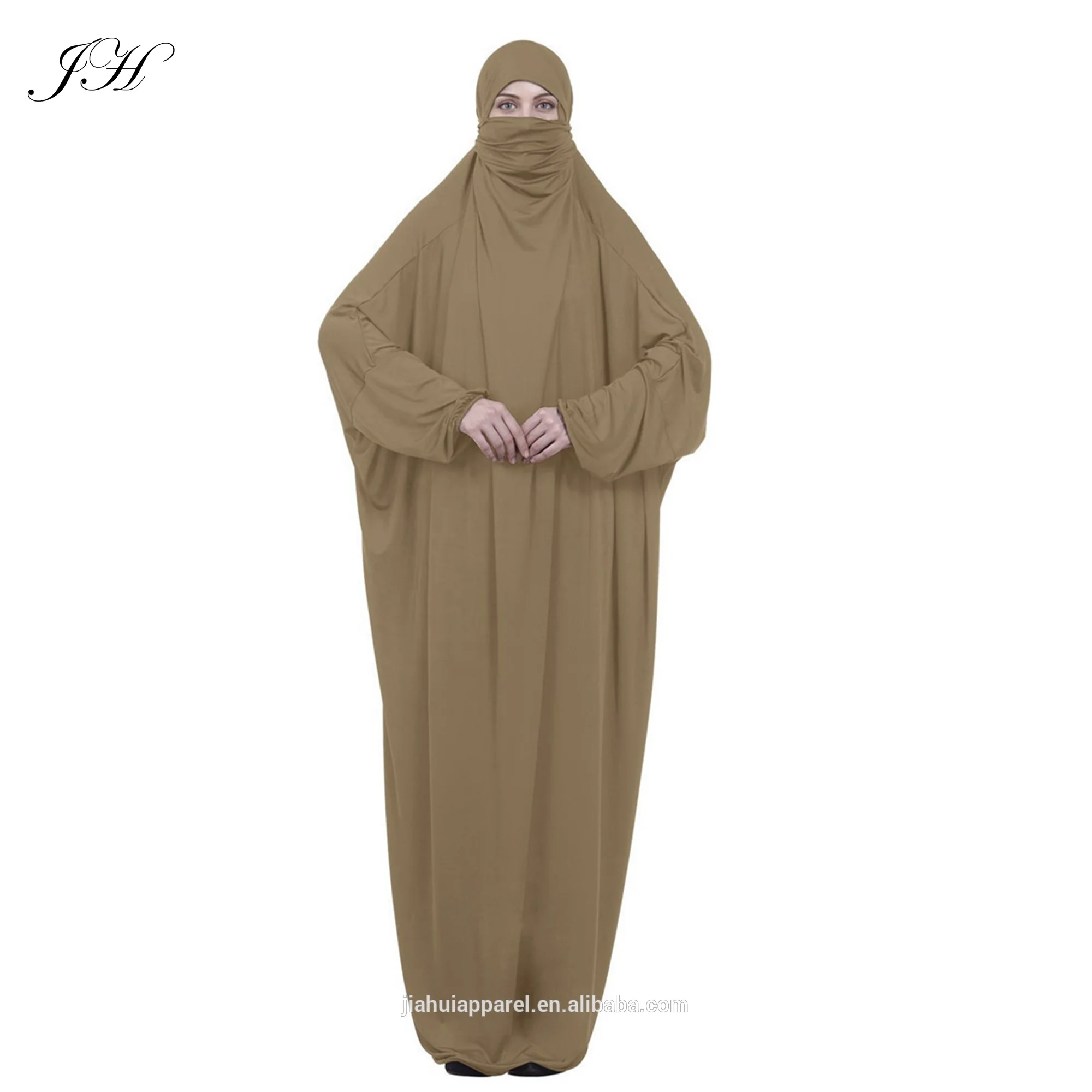 Factory Sale 2019 New Style Batwing Sleeve Solid Color Niqab Burqa Womens Long Prayer Abaya Khimar Jibab Ramadan dress
