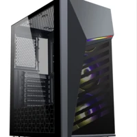 

Y01 2019 New Arrival 210mm width transparent gaming case with RGB Strip Lights/custom Metal Mesh pc case atx tower