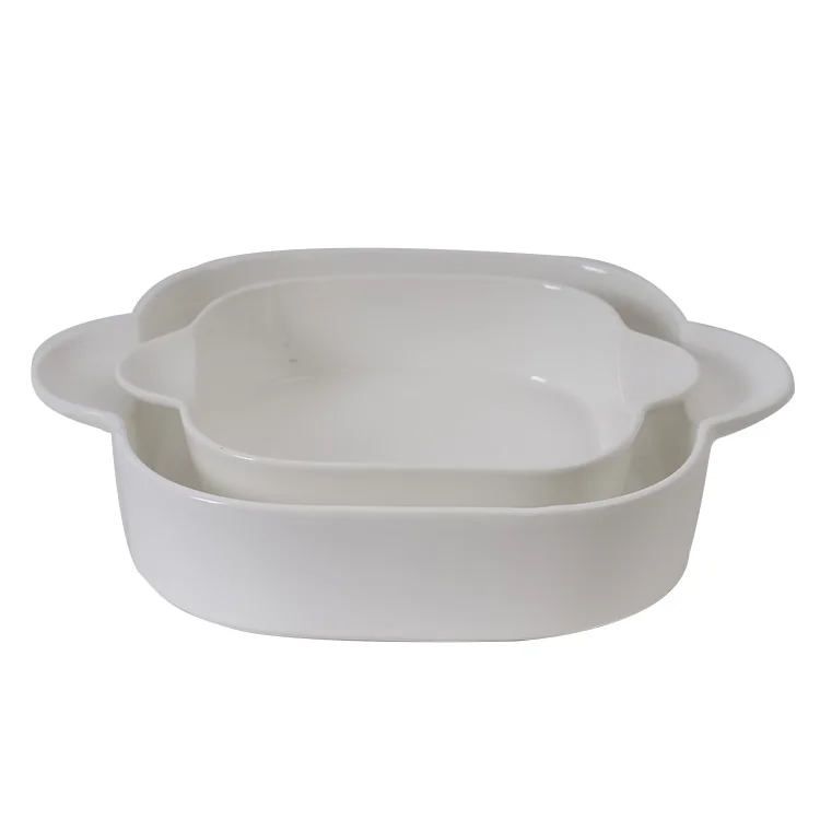Oven safe bulk customize creamer white square porcelain baking pan for sale