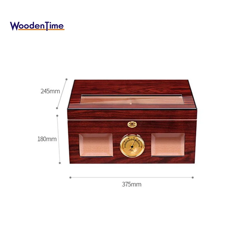 Christmas customized high-grade multi-layer moisturizing piano paint cedar wood cigarette gift handmade wooden humidor cigar box