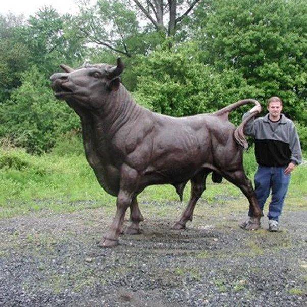 Outdoor Decorative Antique Animal Life Size Cast Bronze Brass Bull