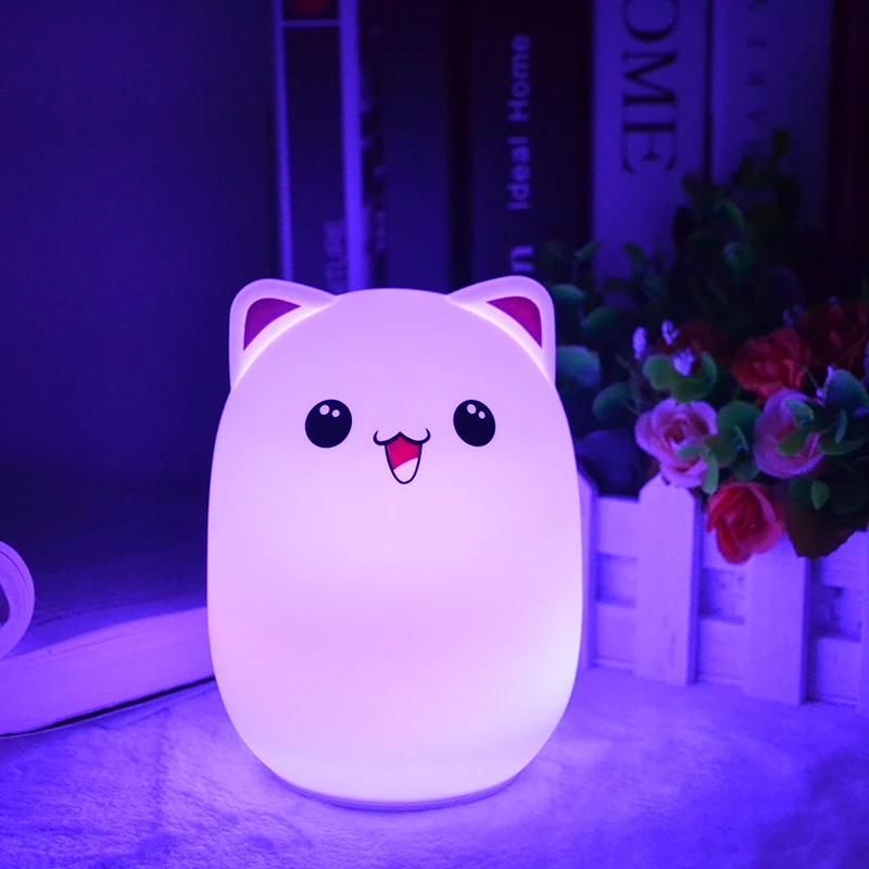 Bedside Multicolor Changing Programmable Rechargeable Usb Charging Touch Control Gift Nursery Lamp Kids Silicone Led Night Light