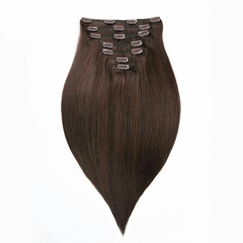 

Virgin Remy Clip in hair extension 100 grams/set 7 pieces with 16 clips