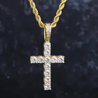 

KRKC&CO Gold Iced Out Cross Pendant Hip Hop Jewelry for amazon/ebay/wish online store for Wholesale Agent in Stock