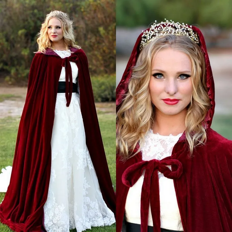 

NW1163 Shiny Red Long Custom Wedding Capes Formal Bride Cloaks Jacket Wrap Floor-Length