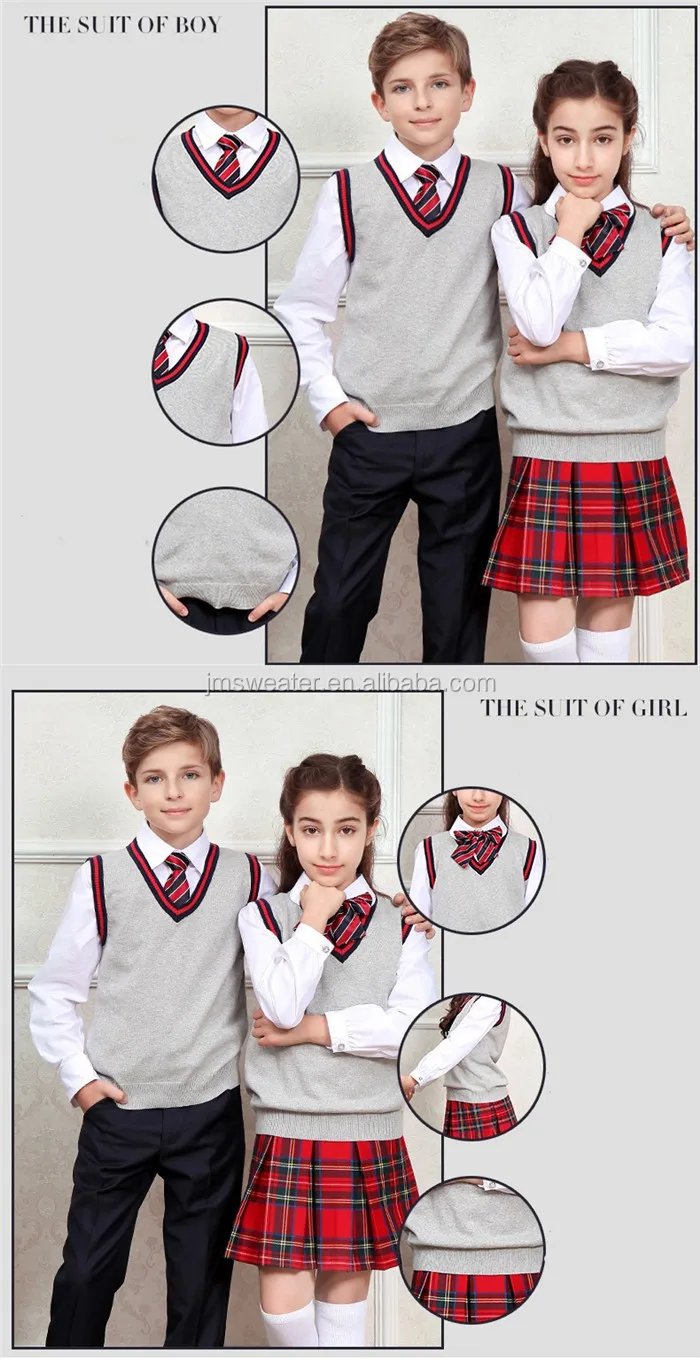 Normal Design High Quality Grey Sleeveless Vest Bulk School Uniforms