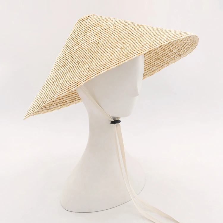 unisex summer farmers sun cap cone conical fan bamboo straw hat