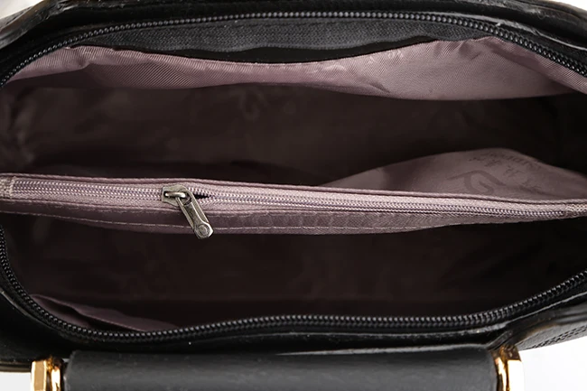 7429-Classic style two compartments hard handle women smooth PU handbags