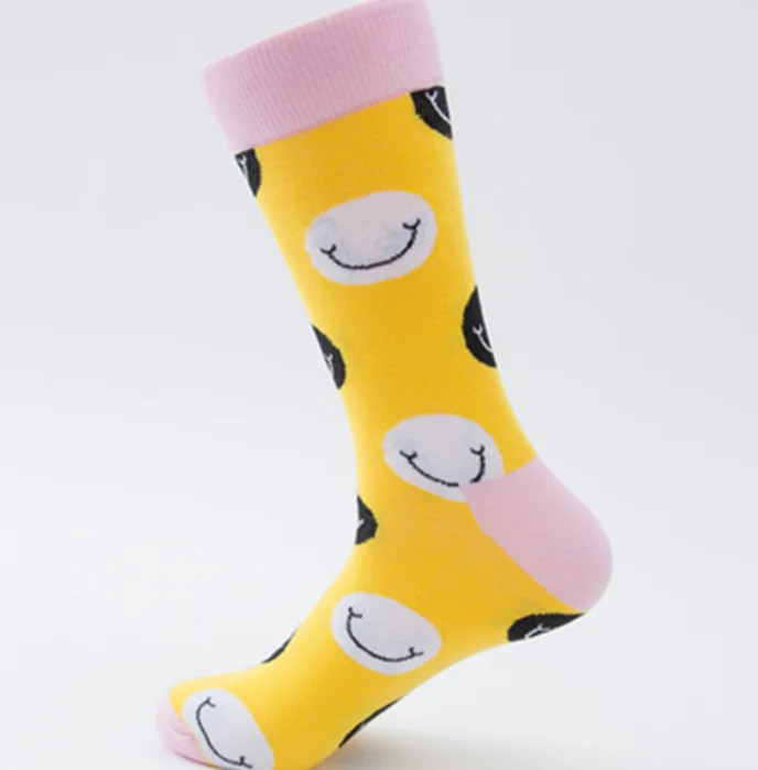 

Colorful funny high quality cartoon smile pattern men women leisure socks wholesale, Custom color