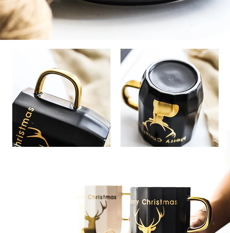 Чинабретт - 2018 Рождественский INS Gift Ceramic Black Coffee Cup Mug с золотистыми оленями для Coffee Cup Amazon Coffee Cup 13