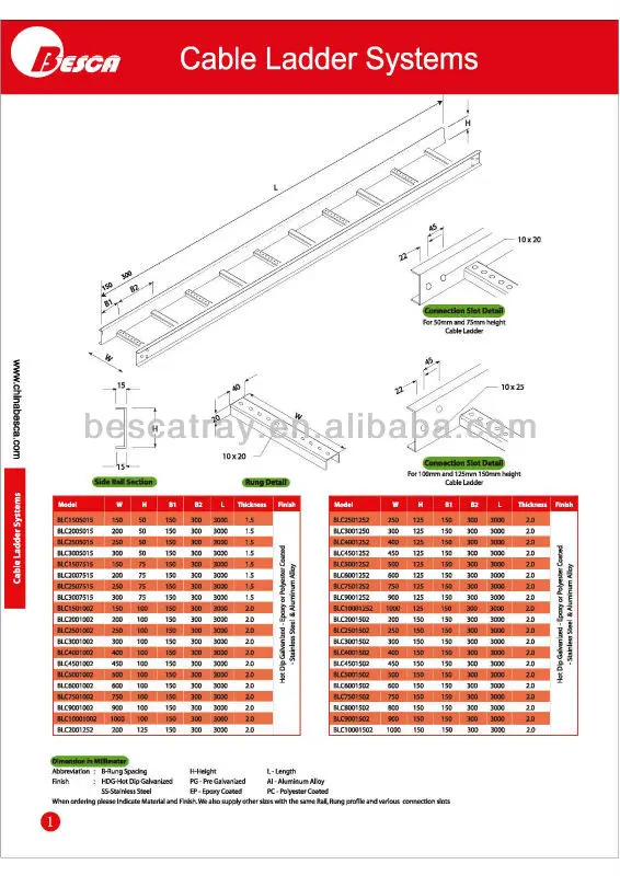 Aluminium Cable Ladder Size 300/450/600x100mm - Buy Cable Ladder,Ladder ...