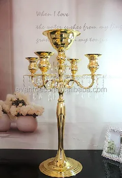 Tall Wedding Crystal Candelabras Metal Candlesticks With A Flower