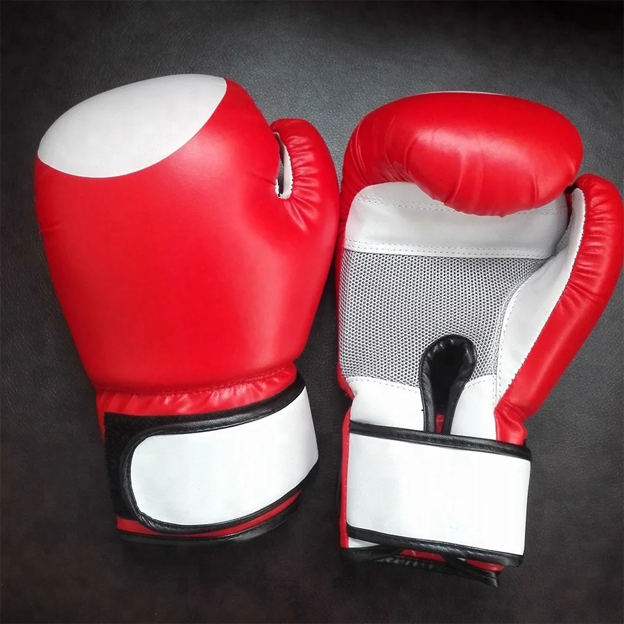 

Custom logo professional lace black leather red color weight boxing gloves, Red and black