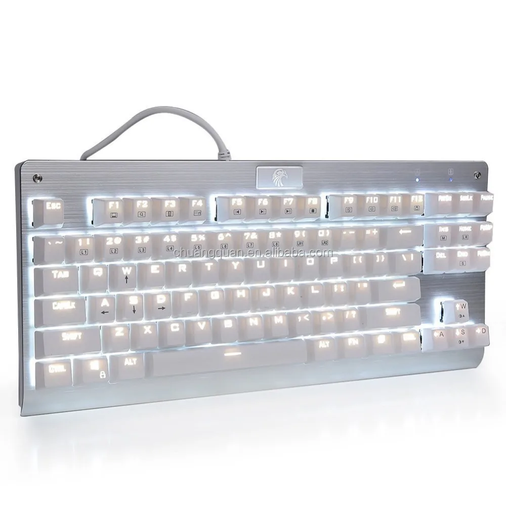 White Backlit Illuminated Mechanical Gaming Keyboard 87 Keys Outemu
