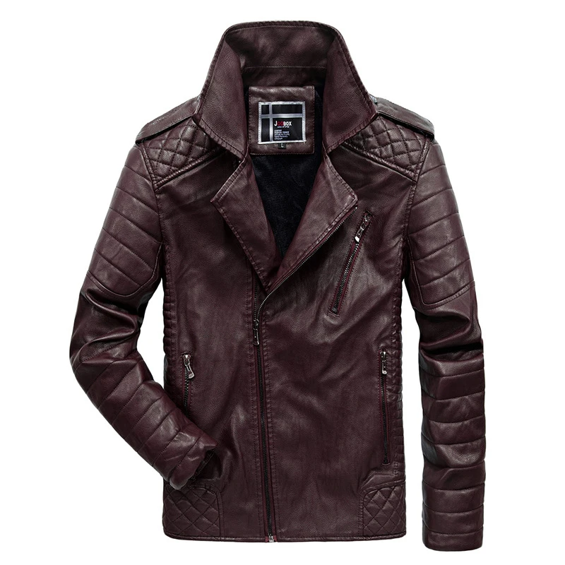 

Autumn and winter new men's leather clothing Quality PU men's casual leather jacket Warm jacket, Brown;black;wine;blue