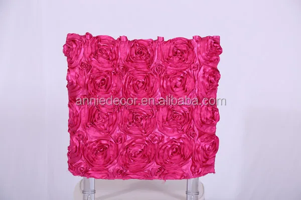 Popular sale satin rosette embroidered wedding chair cover
