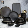 2019 new product matte black dinner plates ceramic tableware
