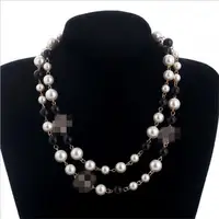 

Long letter Pearl Necklace Double Layer Ladies Fashion Necklace