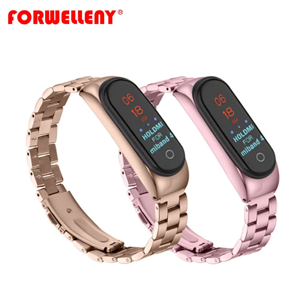 

Forwelleny High quality for Xiaomi Mi Band 6 5 4 3 Stainless Steel Bracelet Wristbands Replace metal band