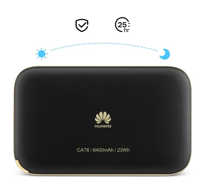 

Original 300Mbps Huawei WiFi 2 Pro E5885 3G 4G LTE FDD TDD Wireless Pocket WiFi Router With Ethernet Port 6400mAh Power Bank, Black and gold