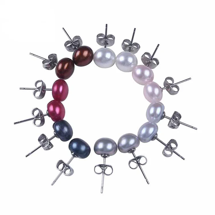 

925 Silver Freshwater Simple Button Pearl Earring For Women, Picture