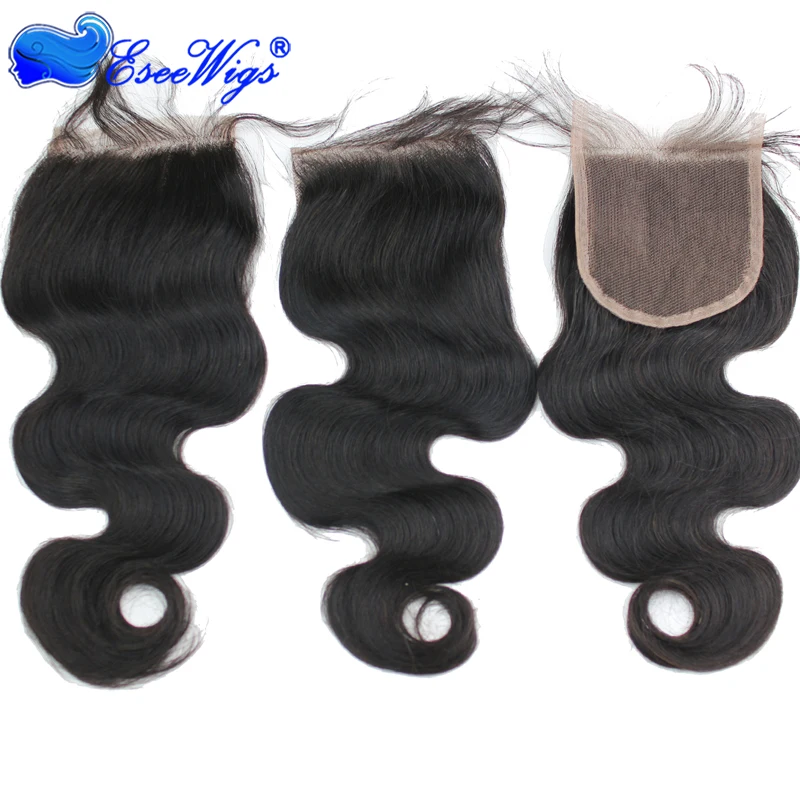 

Virgin Brazilian 8A Grade Human Hair 4x4 Lace Closure bleached knots with Baby Hair