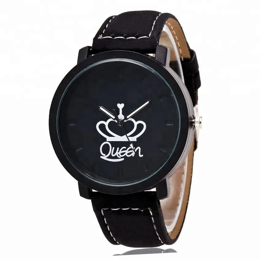 

Custom King and Queen love symbol couple wrist watch, As picture