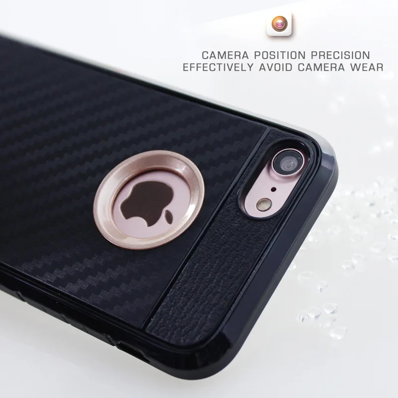 Wholesale OEM Customized Mobile Accessories Black Soft Carbon Fiber Pattern TPU Cell Phone Case For iPhone 7 8 Plus X