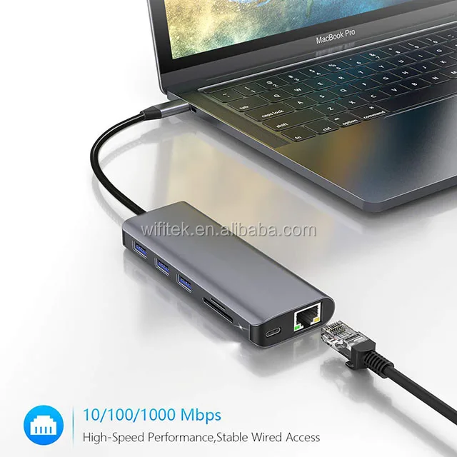 HYD-9849T-01 Aluminium alloy 7 in 1 USB3.1 Hub with RJ45 Adapter 2018 new item data transfer 2020 best seller usb 3.0 super - ANKUX.COM