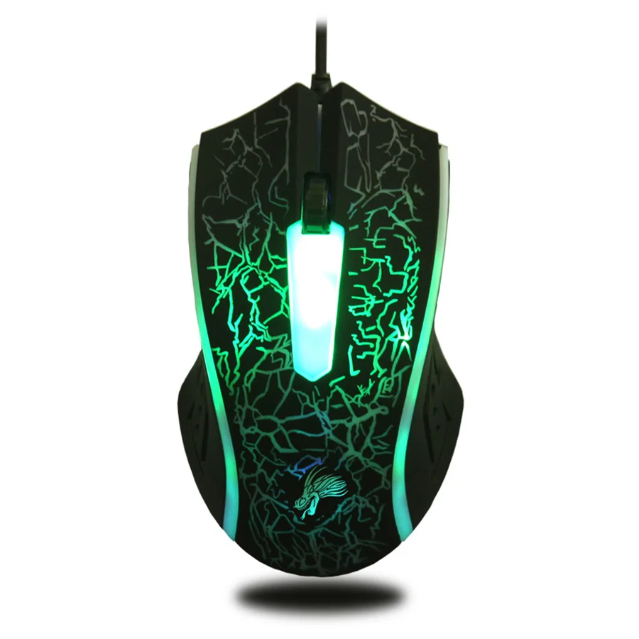 

Fashion Adjustable 2400DPI 6 Buttons Optical USB Wired Gaming Mouse 7 Colors LED Game Mice for PC Laptop Computer, Black