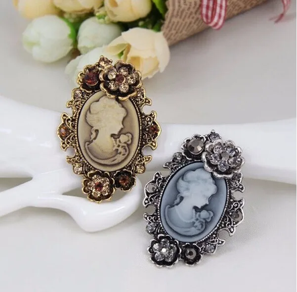 Noël Broche Broches Pour Femmes Reine Argent Strass Broche Camée Antique