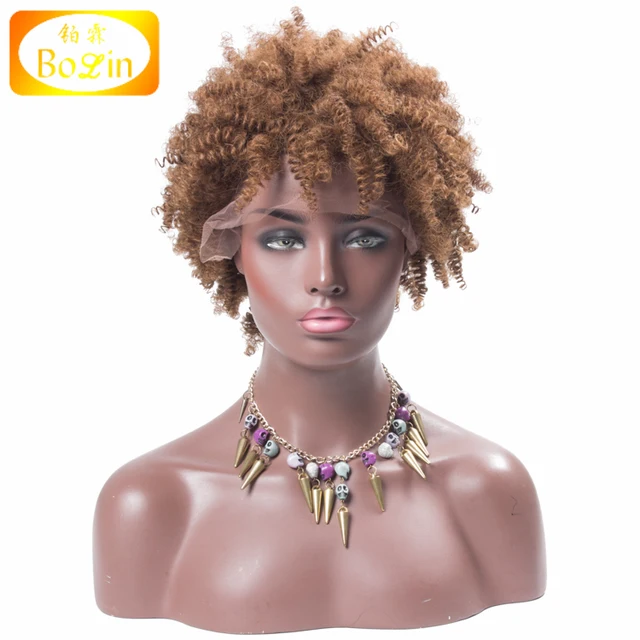Cheap Price 150 Density Mongolian Kinky Curly Hair Wig Light Brown
