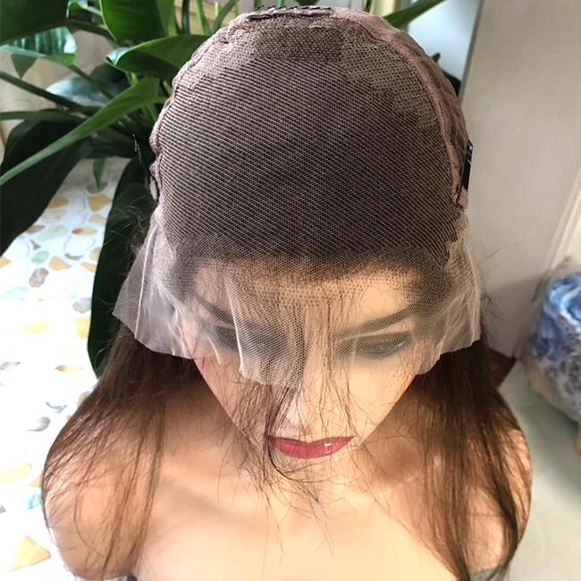 

Dark Brown 4# Straight Transparent Lace 130% Density Front Lace Wig 13x6