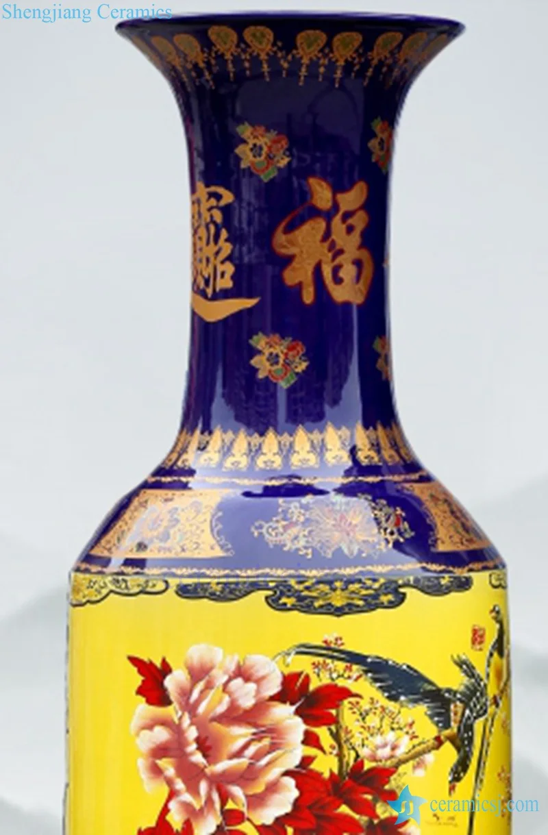 Wholesales Antique Chinese Tall Yellow Floor Ceramic Porcelain
