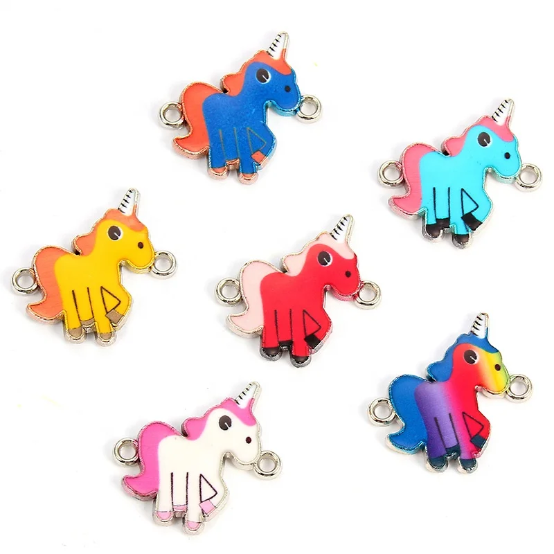 

Multicolor Fashion Cute Enamel Unicorn Connector Charms Fit Woman Girls Bracelet DIY Jewelry Making, Color