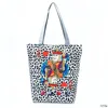 Fashion The Poker King Printed Shoulder Bag Women Leopard Design Tote Handbag For Girls Canvas Summer Beach Bag