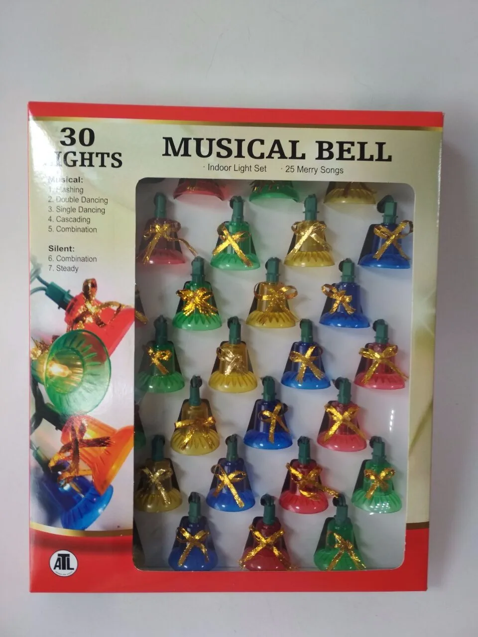 7.6 Ft Musical Christmas Decoration Lights 30 Count Bell Lights With 7