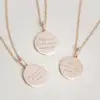 Inspire jewelry new fashion disc necklace with engraved custom Personalised Message Pendant necklace for girls