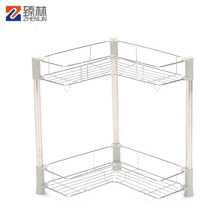 Stainless Steel Double Layer Bathroom Shelf Rack Standing Bathroom