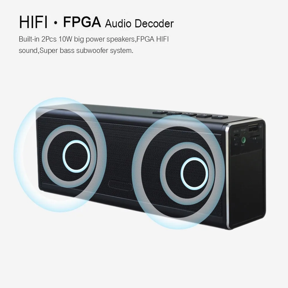 

20W Bluetooth Speaker Bass FM radio Powerful Portable subwoofer Wireless Column HIFI music center pc boom box Handfree sound box